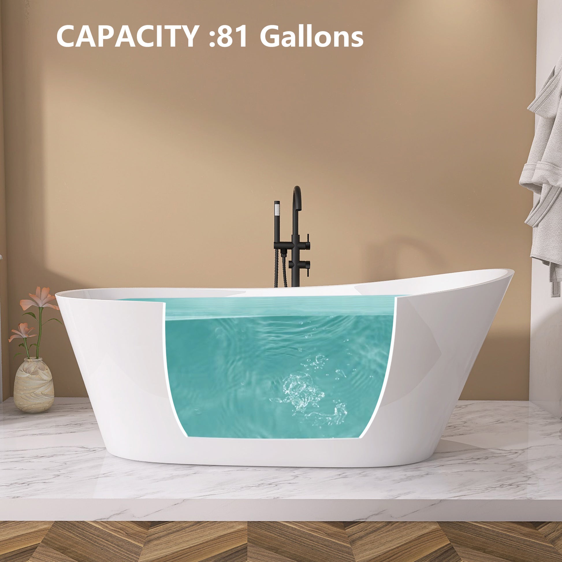 67" Acrylic Free Standing Tub Classic Oval Shape Soaking Tub, Adjustable Freestanding Bathtub With Integrated Slotted Overflow And Chrome Pop Up Drain Anti Clogging Gloss White Gloss White Oval Bathroom Freestanding Tubs Polished 61 69 In Modern Soaking