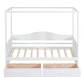 Twin Size Canopy Day Bed With 2 Drawers, White White Solid Wood Mdf
