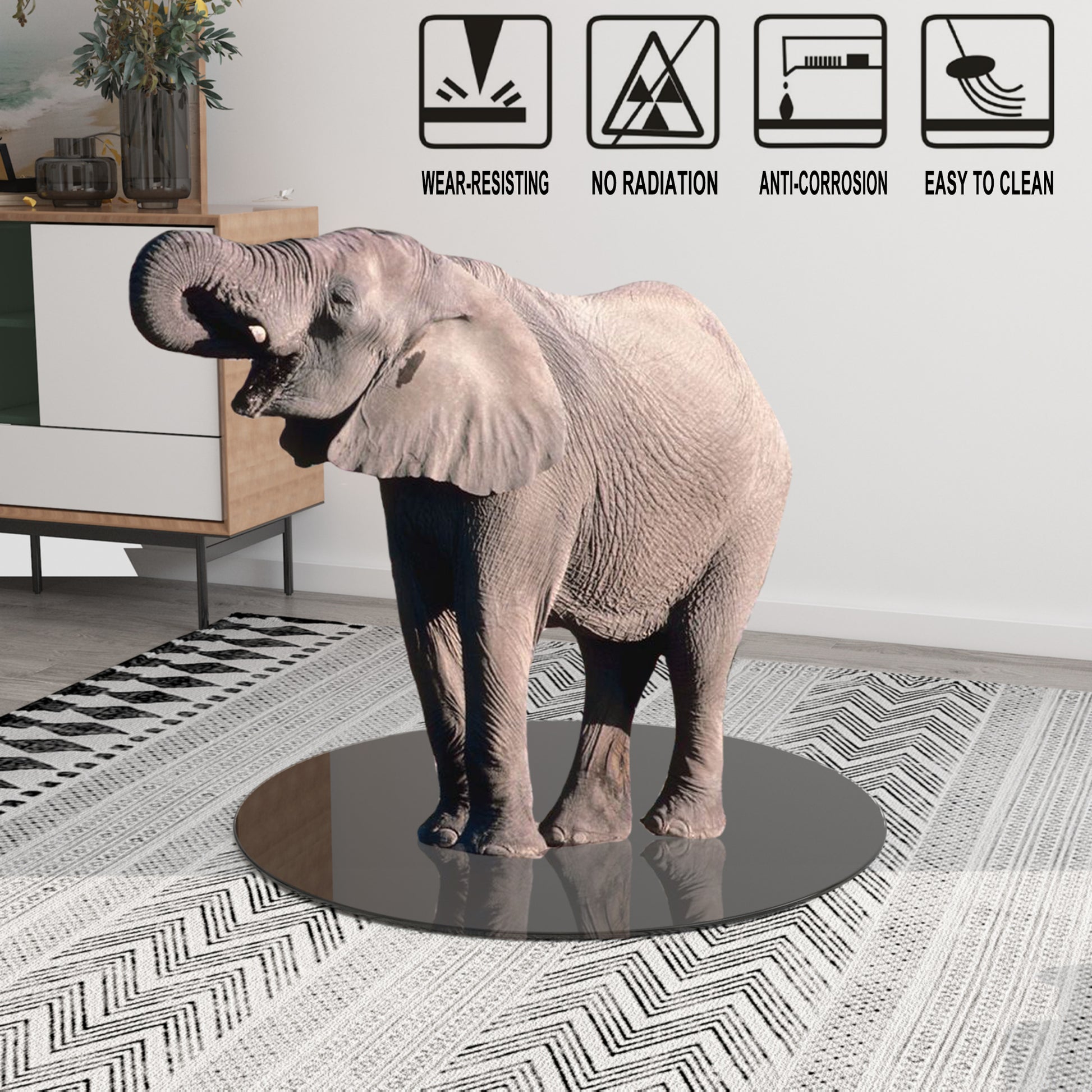 30" Inch Round Tempered Glass Table Top Black Glass 1 4" Inch Thick Round Polished Edge Black Tempered Glass