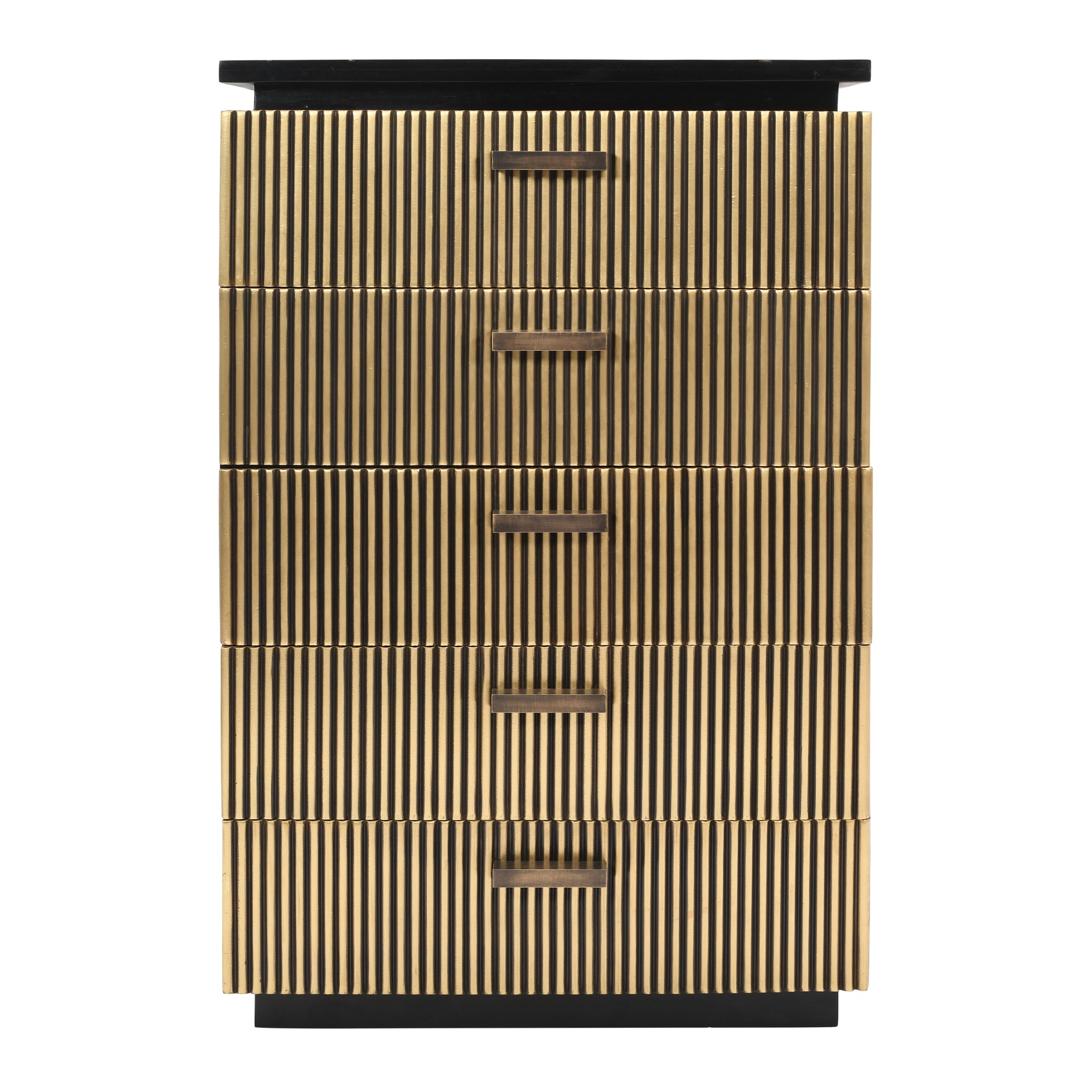 Allure Modern Style 5 Drawer Chest Made With Mango Wood And Finished With Brass Metal Black Bedroom Contemporary,Modern Wood