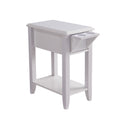 White Modern Chairside Table With Two Cup Holders, Display Accent Table White Particle Board