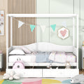 Twin Size Canopy Day Bed With 2 Drawers, White White Solid Wood Mdf
