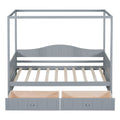 Twin Size Canopy Day Bed With 2 Drawers, Gray Gray Solid Wood Mdf