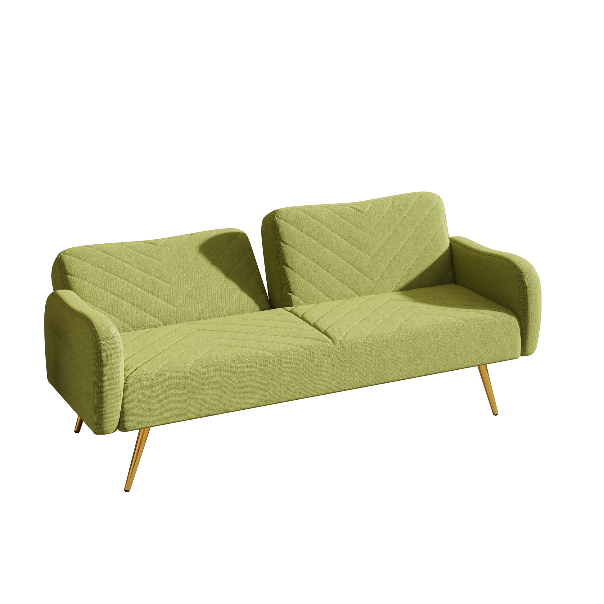 70.47" Green Fabric Double Sofa With Split Backrest And Two Throw Pillows,Suitable For Living Room, Apartment, Home Office Green Wood Primary Living Space Eucalyptus Square Arms Foam Fabric 2 Seat