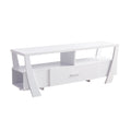Contemporary Tv Stand With Four Shelves And One Drawer White White Particle Board