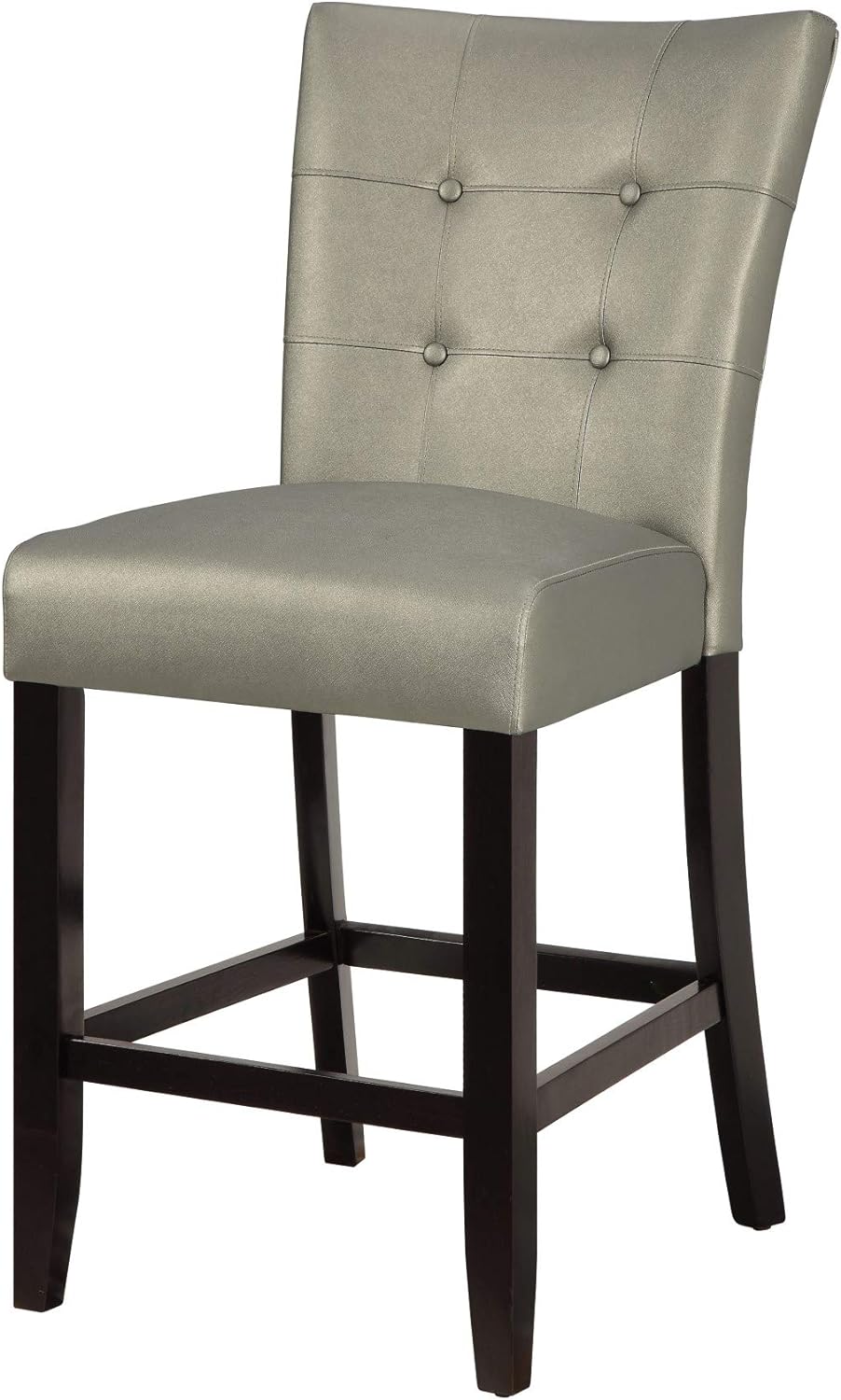 Dining Room Furniture 6Pc Counter Height Dining Set Dining Table W Storage 4X High Chairs 1X Bench Silver Faux Leather Tufted Seats Faux Marble Table Top Silver Seats 6 Espresso Dining Room 60 Inches Bench Seating Classic,Contemporary,Transitional Birch