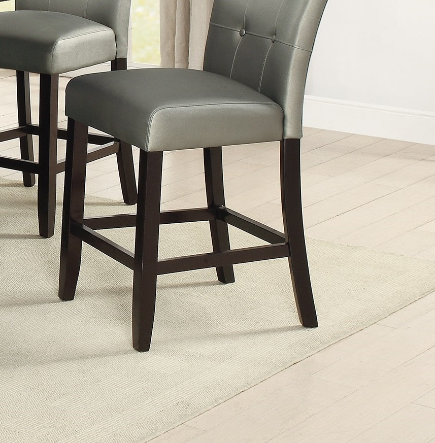 Dining Room Furniture 6Pc Counter Height Dining Set Dining Table W Storage 4X High Chairs 1X Bench Silver Faux Leather Tufted Seats Faux Marble Table Top Silver Seats 6 Espresso Dining Room 60 Inches Bench Seating Classic,Contemporary,Transitional Birch