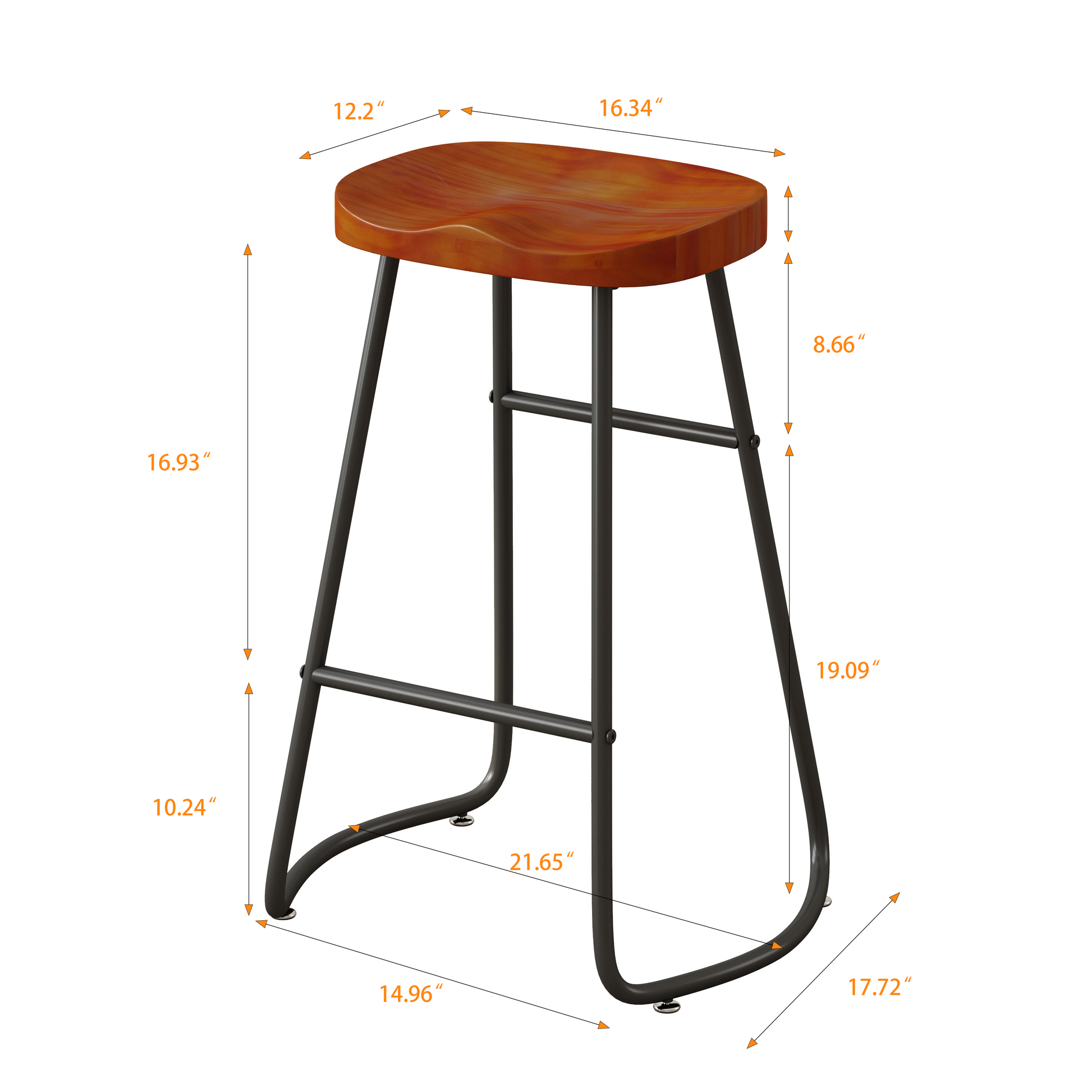 29.52" Stylish And Minimalist Bar Stools Set Of 2, Counter Height Bar Stools, For Kitchen Island, Coffee Shop, Bar, Home Balcony, Brown Brown Bar Stools Metal & Wood