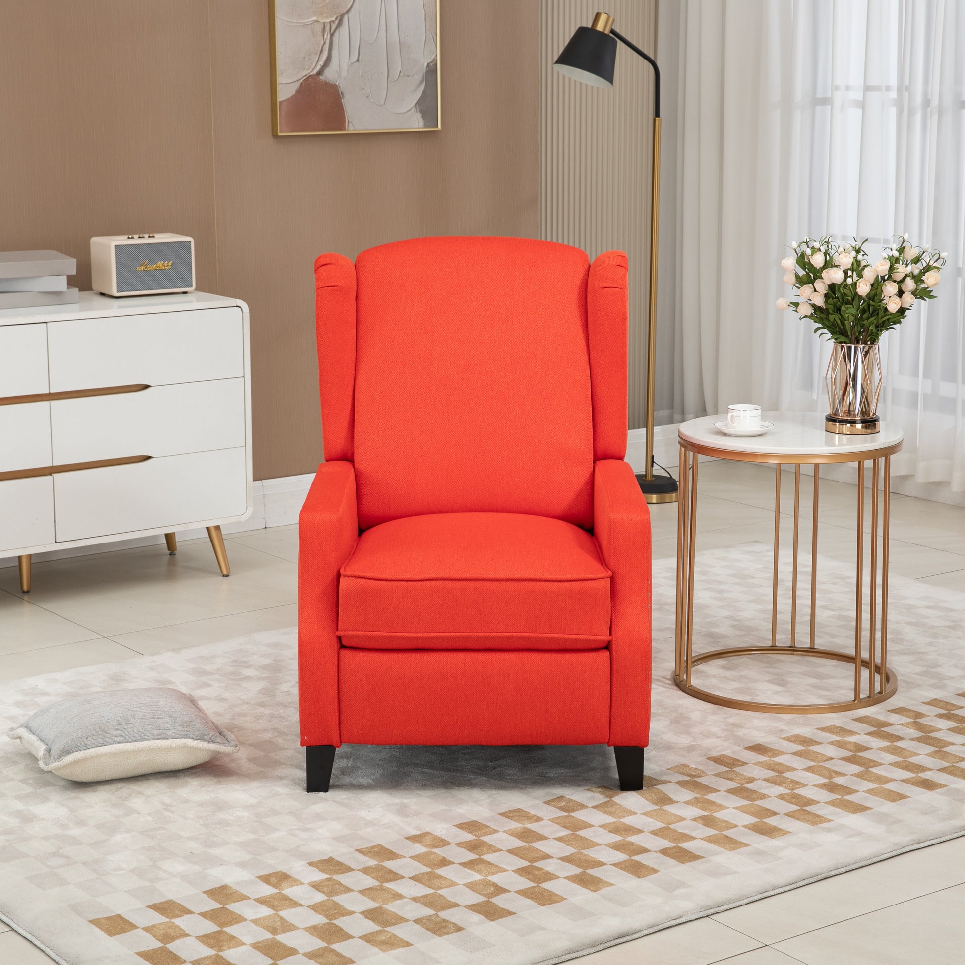 Coolmore Modern Comfortable Upholstered Leisure Chair Recliner Chair For Living Room Red Linen