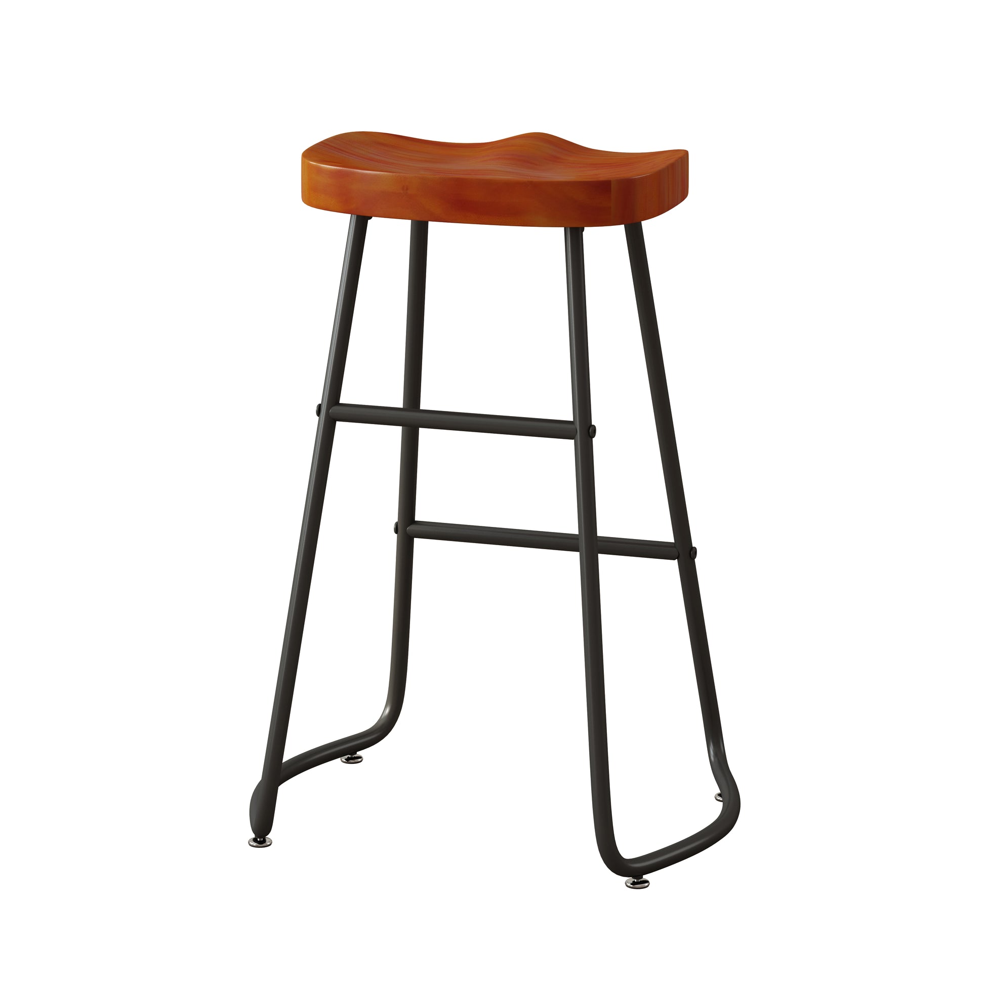 29.52" Stylish And Minimalist Bar Stools Set Of 2, Counter Height Bar Stools, For Kitchen Island, Coffee Shop, Bar, Home Balcony, Brown Brown Bar Stools Metal & Wood
