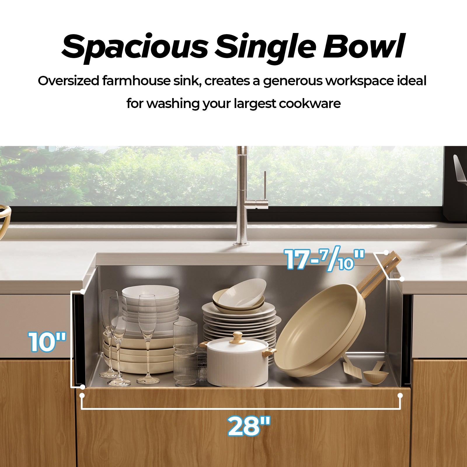 Tecasa Farmhouse Sink 30 Inches Stainless Steel Apron Sinks 16 Gauge For Kitchen Front Rounded 10 Inch Deep Single Bowl Kitchen Sink With Accessories Pack Of 3 Silver Stainless Steel