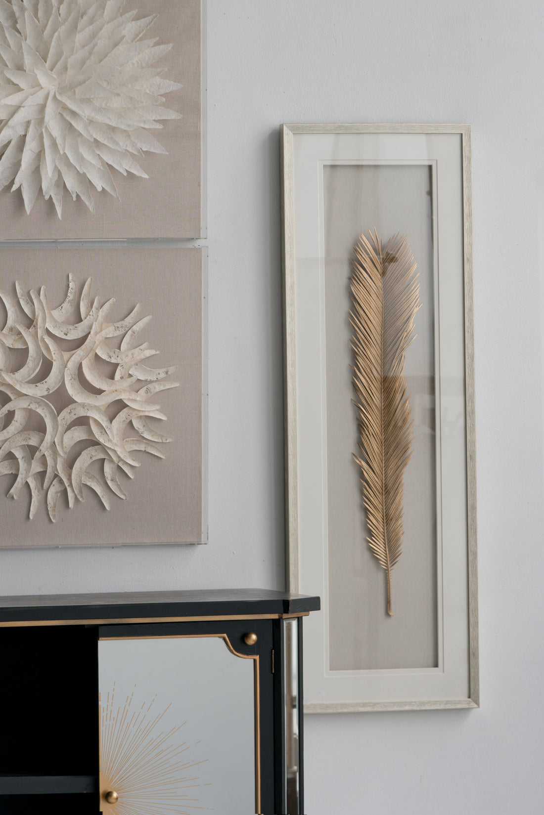 16" X 47" Gold Leaf Framed Wall Art, Wall Decor For Living Room Dining Room Office Bedroom Gold Mdf