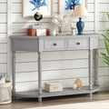 Retro Circular Curved Design Console Table With Open Style Shelf Solid Wooden Frame And Legs Two Top Drawers Gray Wash, Old Sku: Wf298768Aae Gray Wash Solid Wood