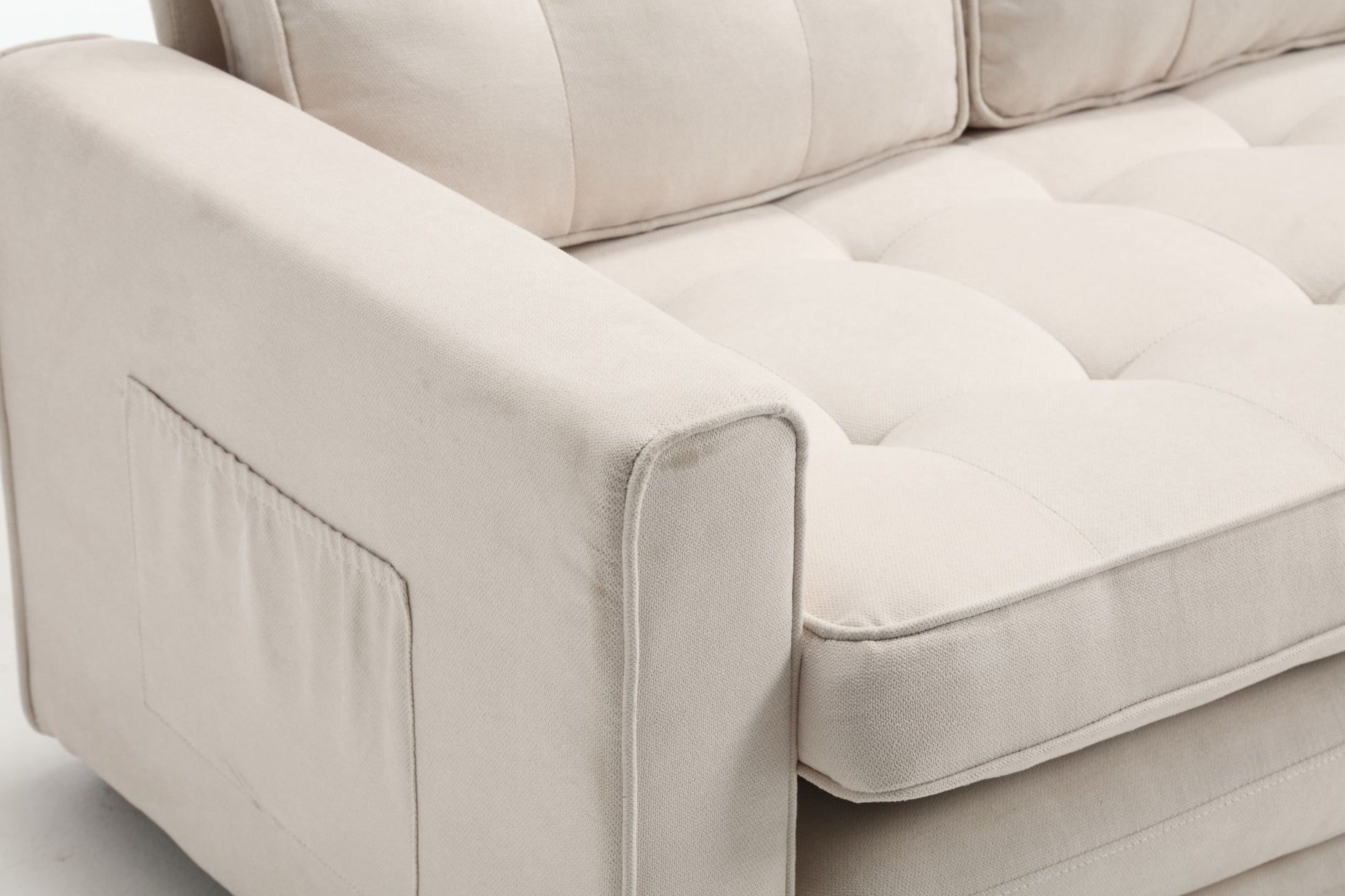 3 Fold Sofa,Convertible Futon Couch Sleeper Sofabed,Space Saving Seat,Pull Out Couch Bed For Living Room,Dark Gray & Light Gray & Beige,Velvet Linen Fabric Beige Velvet Wood Primary Living Space Medium Soft Loose Back Modern Square Arms Velvet 2 Seat