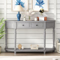 Retro Circular Curved Design Console Table With Open Style Shelf Solid Wooden Frame And Legs Two Top Drawers Gray Wash, Old Sku: Wf298768Aae Gray Wash Solid Wood
