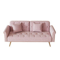69.7 Inch Pink Velvet Nail Head Sofa Bed With Throw Pillow Pink Velvet 2 Seat