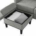 Upholstered Sectional Sofa Couch, L Shaped Couch With Storage Reversible Ottoman Bench 3 Seater For Living Room, Apartment, Compact Spaces, Fabric Light Gray Light Gray Wood Primary Living Space Soft Pillow Back Modern Square Arms Foam Solid Wood 4 Seat