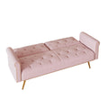 69.7 Inch Pink Velvet Nail Head Sofa Bed With Throw Pillow Pink Velvet 2 Seat
