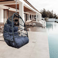Swing Hammock Egg Basket Chairs Without Stand Indoor Outdoor, Uv Resistant Cushion Hanging Chair, Foldable Frame 350Lbs Capacity Ceiling Hammock Chair For Patio Porch Backyard Balcony Black Metal