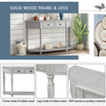 Retro Circular Curved Design Console Table With Open Style Shelf Solid Wooden Frame And Legs Two Top Drawers Gray Wash, Old Sku: Wf298768Aae Gray Wash Solid Wood
