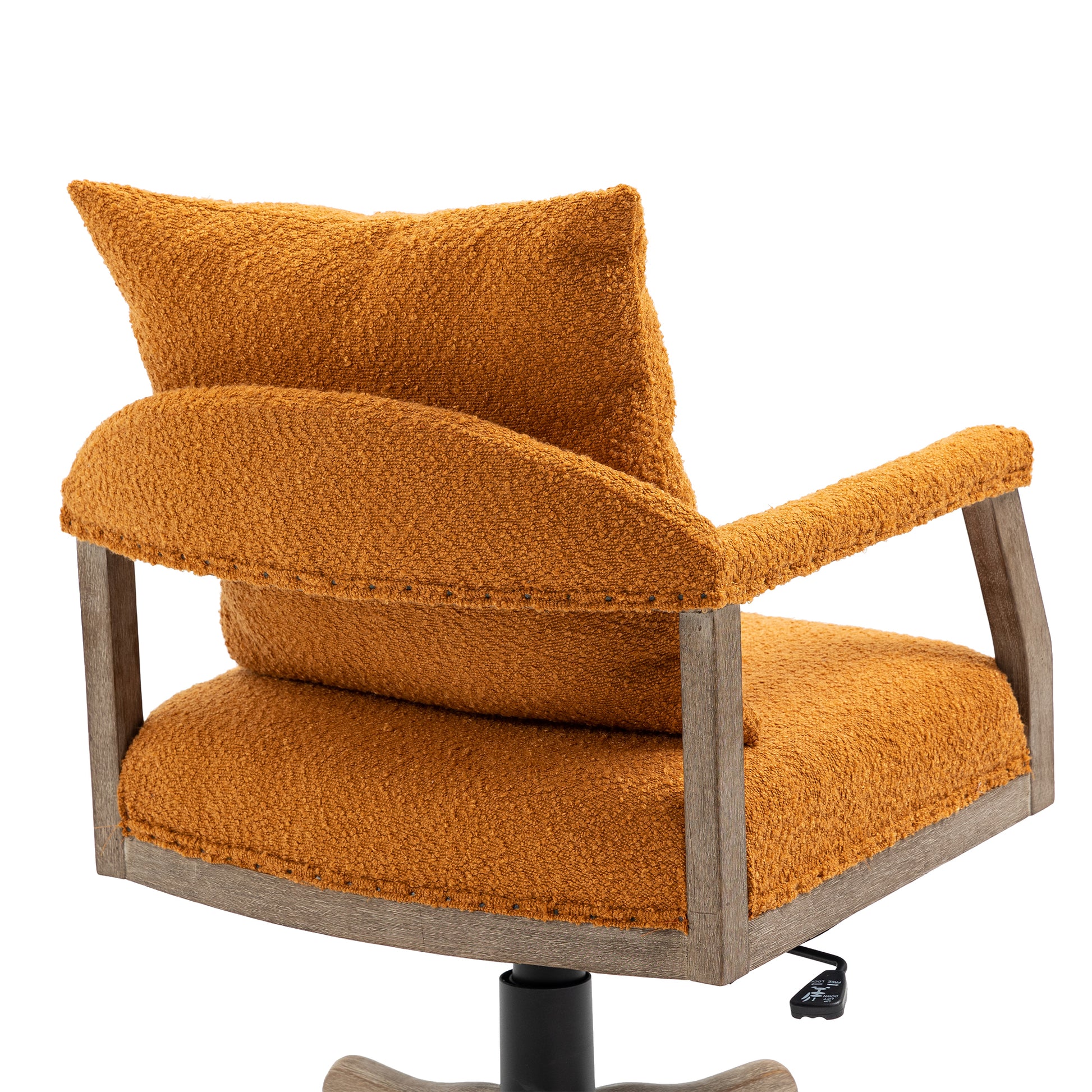 Coolmore Computer Chair Office Chair Adjustable Swivel Chair Fabric Seat Home Study Chair Orange Boucle