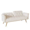 69.7 Inch Beige Velvet Nail Head Sofa Bed With Throw Pillow Beige Velvet 2 Seat