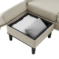 Upholstered Sectional Sofa Couch, L Shaped Couch With Storage Reversible Ottoman Bench 3 Seater For Living Room, Apartment, Compact Spaces, Fabric Beige Beige Wood Primary Living Space Soft Pillow Back Modern Square Arms Foam Solid Wood 4 Seat