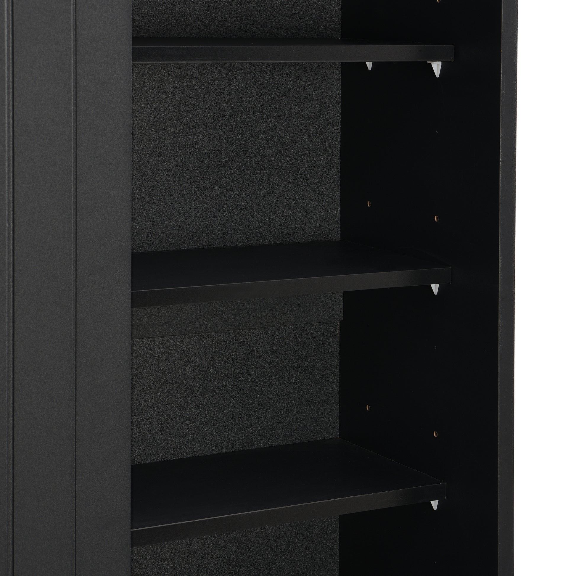 Multifunctional Hall Tree With Sliding Doors, Wooden Hallway Shoe Cabinet With Storage Bench And Shelves, Mudroom Coat Storage With Hanging Hooks For Entryways, Black Black Mdf