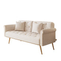 69.7 Inch Beige Velvet Nail Head Sofa Bed With Throw Pillow Beige Velvet 2 Seat