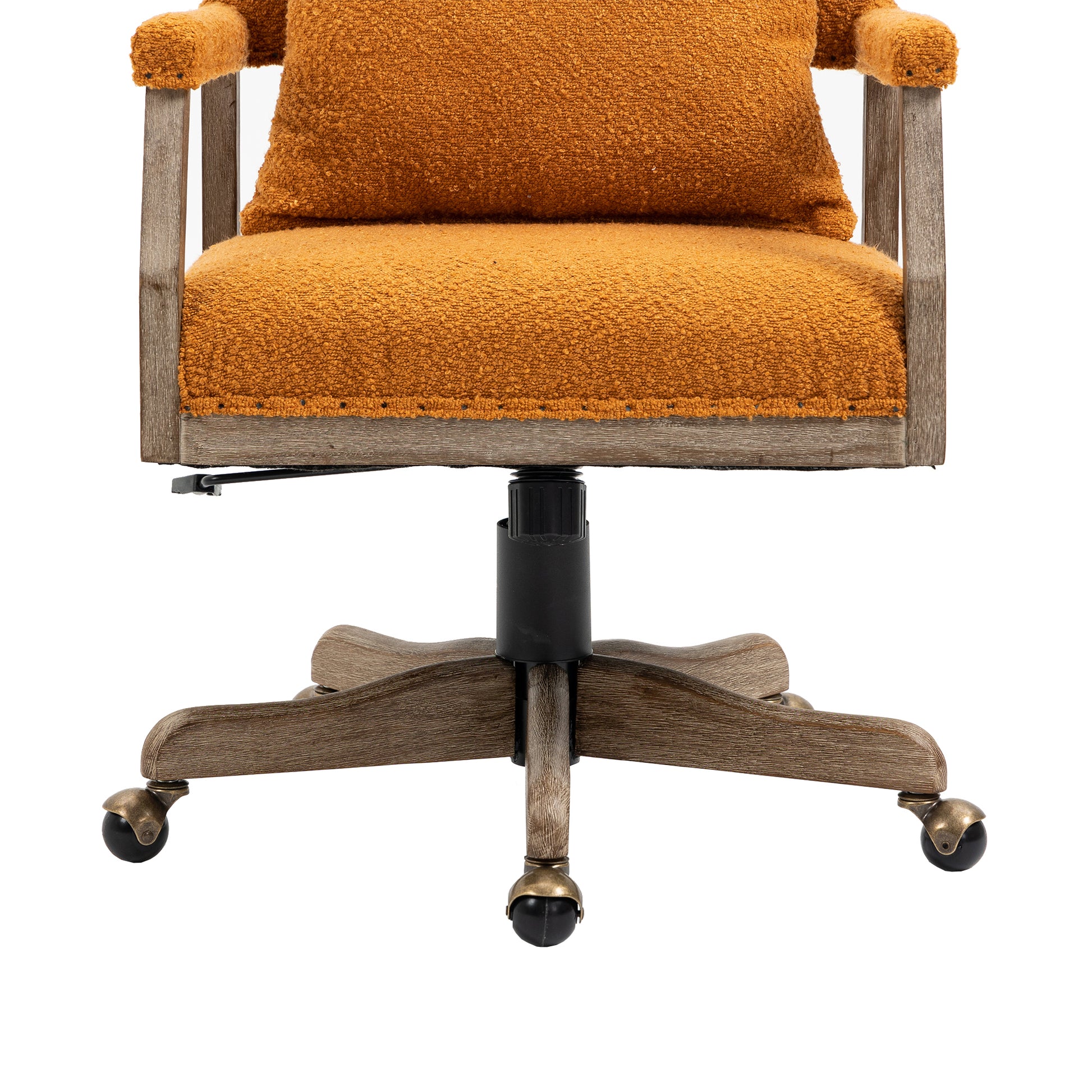 Coolmore Computer Chair Office Chair Adjustable Swivel Chair Fabric Seat Home Study Chair Orange Boucle