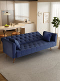 71 Inch Convertibleseat Sofa, American Retro Blue Velvet Material, Suitable For Small Living Room, Bedroom, Office Blue Velvet 2 Seat