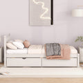 Modern Design Wooden Twin Size Platform Bed With 2 Drawers For White Washed Color White Washed Rubber Wood