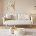 69.7 Inch Beige Velvet Nail Head Sofa Bed With Throw Pillow Beige Velvet 2 Seat
