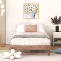 Modern Design Twin Size Floating Platform Bed Frame For Walnut Color Walnut Particle Board