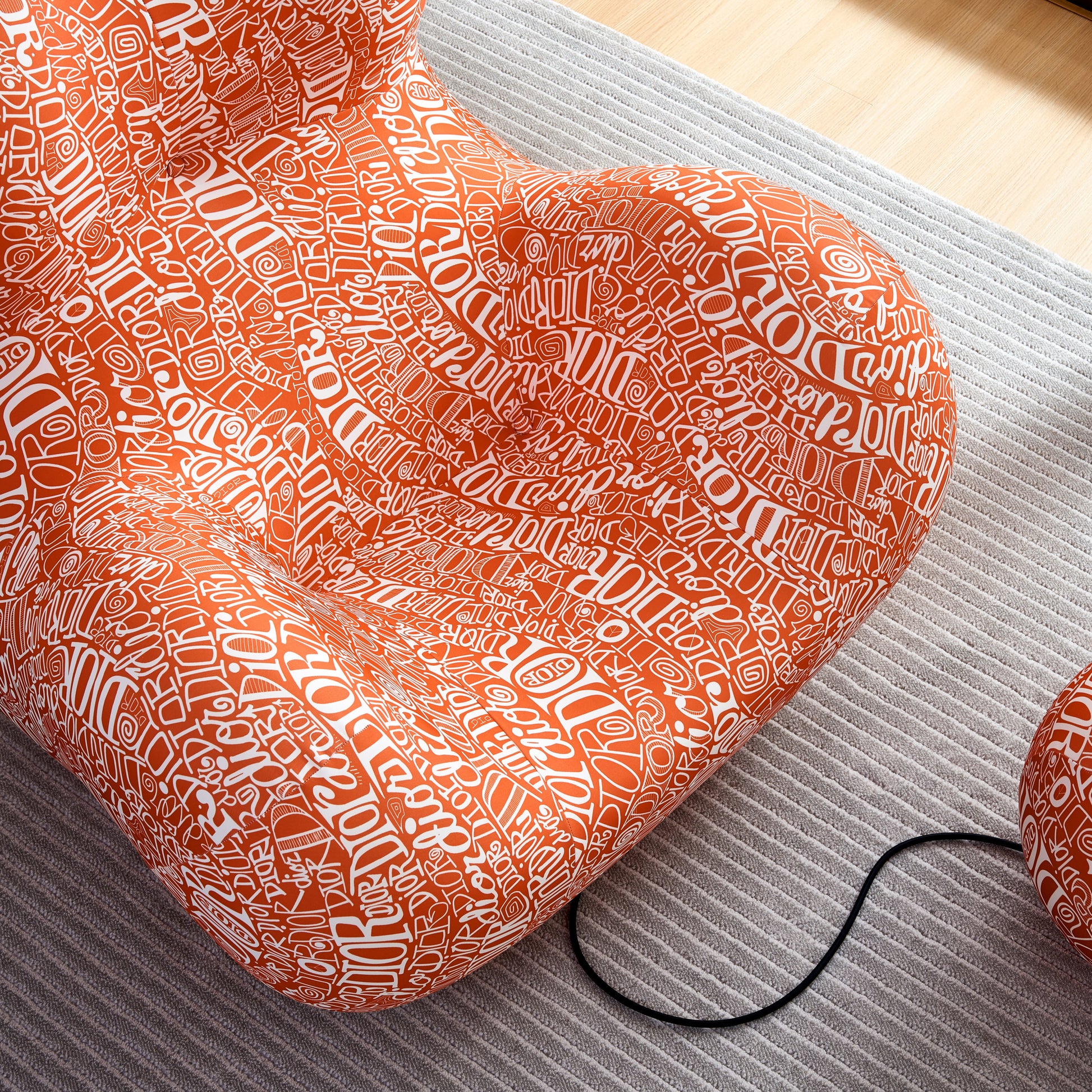 Modern Lazy Chair,Lounge Chair For Adults, Teens, Personal Sofa Chair, Single Lazy Striped Fabric Designer Mama'S Embrace Leisure Chair Dior Orange Orange Foam