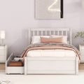 Modern Design Wooden Twin Size Platform Bed With 2 Drawers For White Washed Color White Washed Rubber Wood