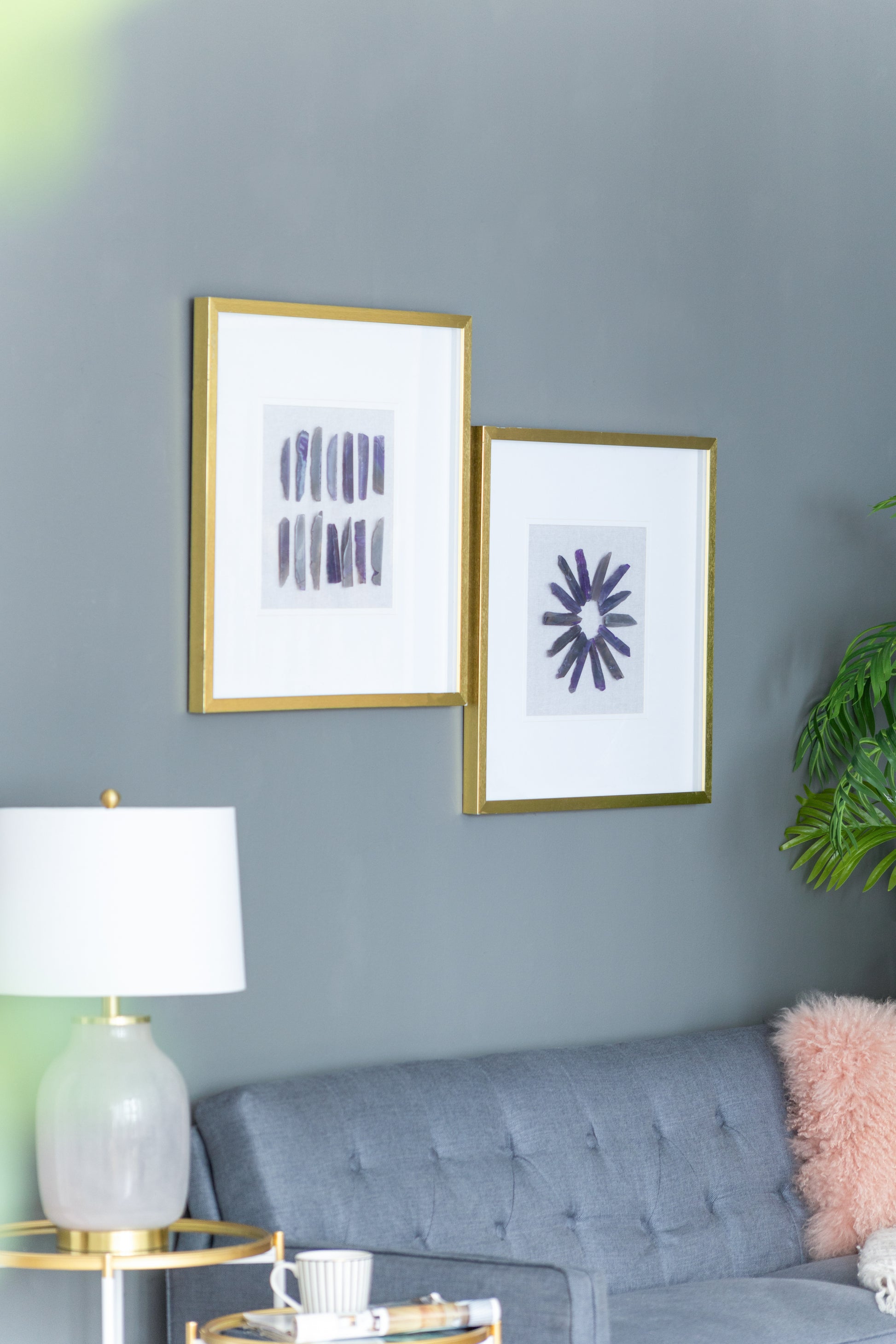 23.5 X 23.5" Grace Purple Agate Shadow Boxes Wall Art, Set Of 2 Multicolor Plastic