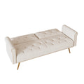 69.7 Inch Beige Velvet Nail Head Sofa Bed With Throw Pillow Beige Velvet 2 Seat