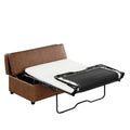 Twin Size Folding Ottoman Sleeper Bed With Mattress Convertible Guest Bed Brown Brown Foam Pu 1 Seat