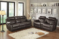Contemporary Brown Faux Leather Upholstered 1Pc Double Reclining Sofa W Center Drop Down Cup Holder Living Room Furniture Brown Faux Leather Wood Primary Living Space Pillow Top Arms Solid Wood 3 Seat
