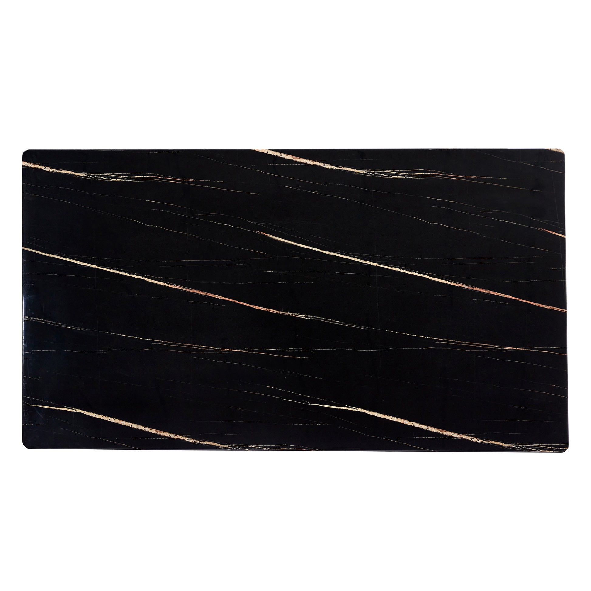 Modern Minimalist Dining Table. The Black Patterned Glass Desktop Is Equipped With Golden Metal Legs. Suitable For Restaurants And Living Rooms 71" *39.3" *29.5" Dt 69 Black Glass