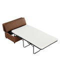 Twin Size Folding Ottoman Sleeper Bed With Mattress Convertible Guest Bed Brown Brown Foam Pu 1 Seat