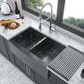 Gunmetal Black Double Bowl 50 50 Farmhouse Sink 33