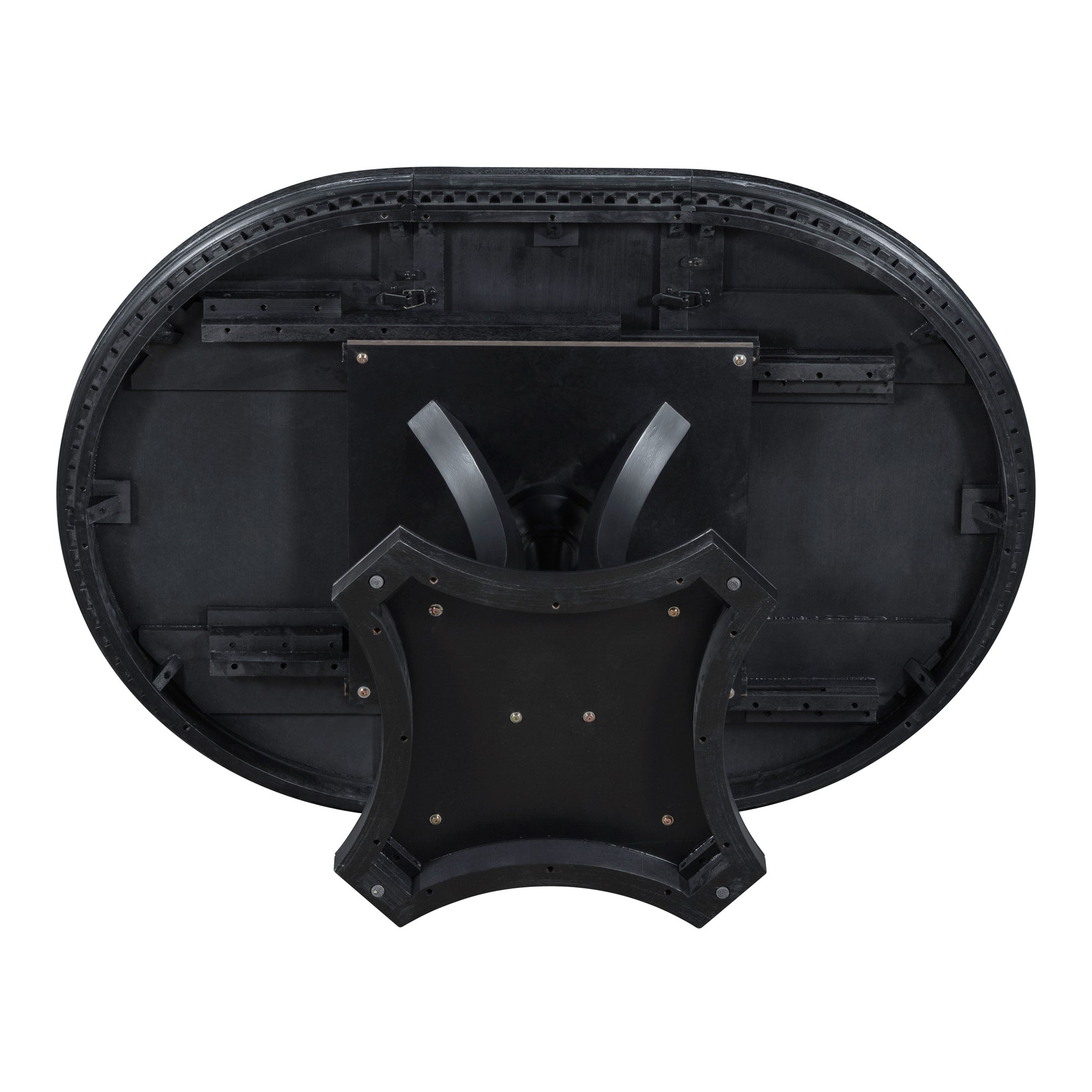 Retro 5 Piece Dining Set Extendable Round Table And 4 Chairs For Kitchen Dining Room Black Oak Black Mdf