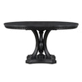 Retro 5 Piece Dining Set Extendable Round Table And 4 Chairs For Kitchen Dining Room Black Oak Black Mdf