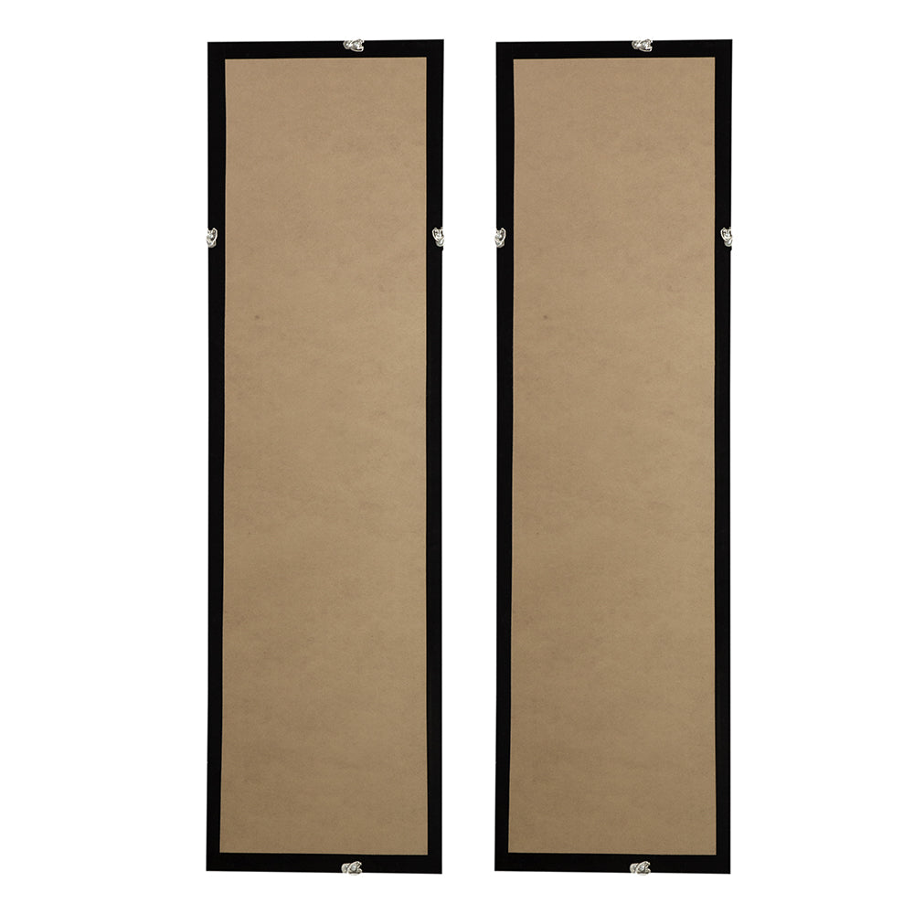 15.5" X 55" Rectangular Shaped Rice Paper Shadow Box Decor Wall Art, Transitional Style Wall Decor, Set Of 2 White Blue Plastic