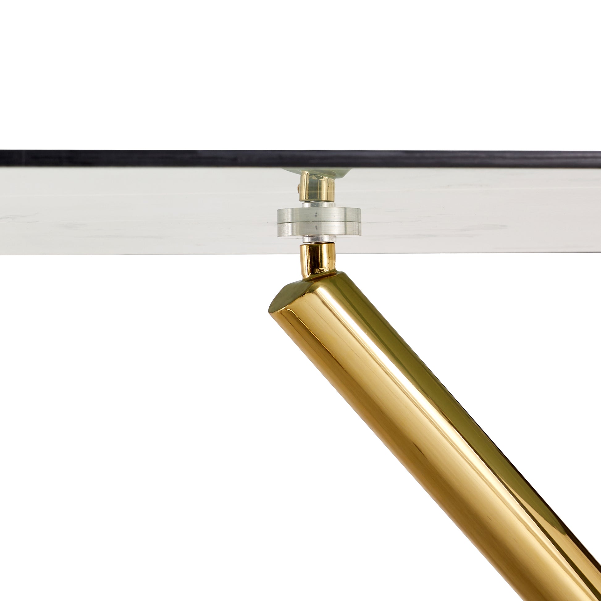 Large Modern Minimalist Rectangular Glass Dining Table 0.39" Fibertempering Glass Imitation Marble Black Desktop And Golden Metal Legs, For Kitchen Dining Living Meeting Room Banquet Hal Black Glass