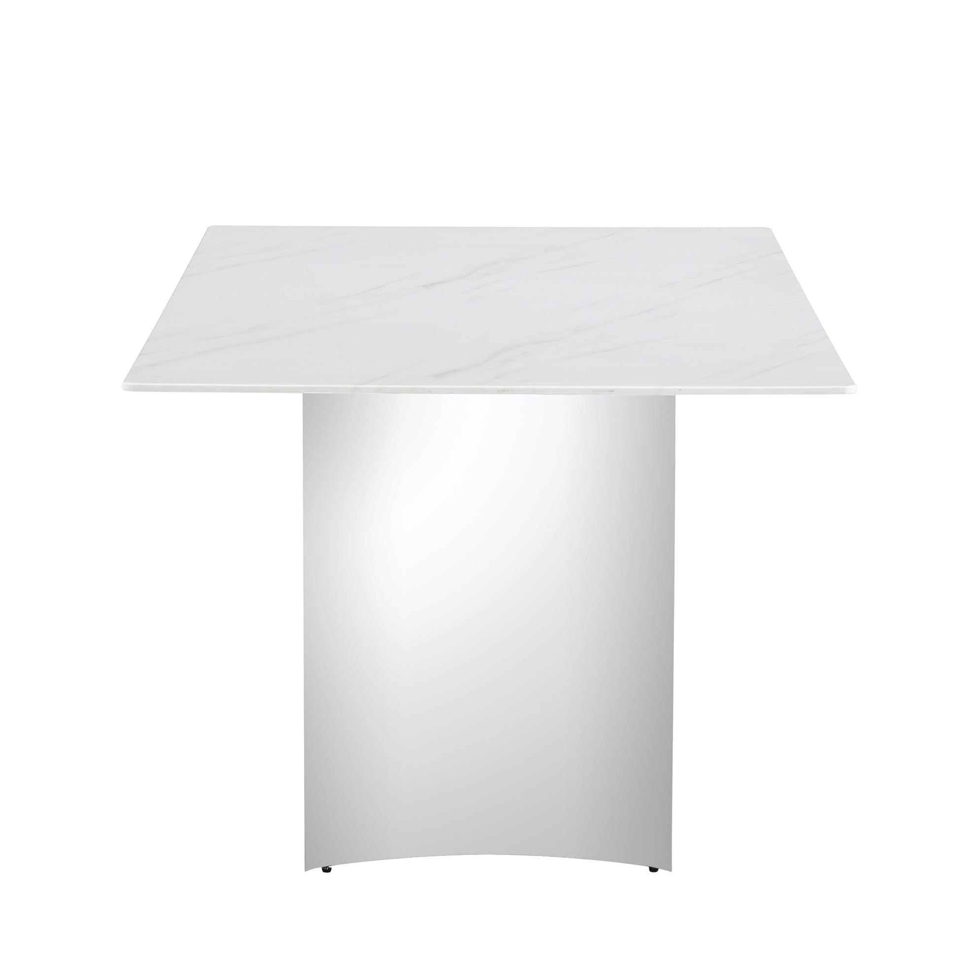 Modern Minimalist Dining Table. The White Imitation Marble Glass Desktop Is Equipped With Silver Metal Legs. Suitable For Restaurants And Living Rooms 71" *39.3" *29.5" Dt 69 White Glass