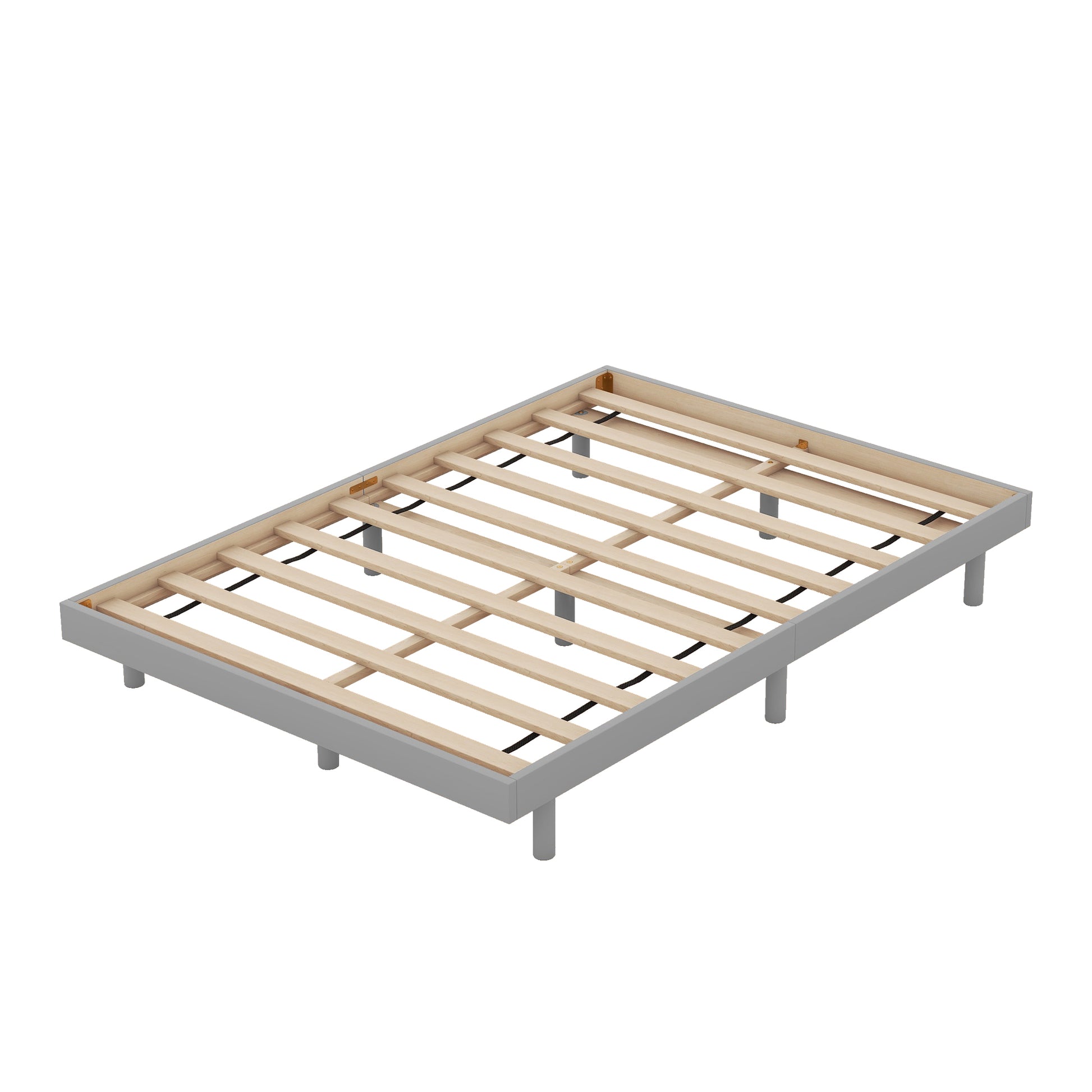 Modern Design Full Floating Platform Bed Frame For Grey Color Grey Particle Board