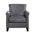 Classic Traditional Accent Chair 1Pc Solid Wood Frame Burnish Gray Top Grain Leather Trim Living Room Furniture Gray Primary Living Space Classic,Traditional,Transitional Solid Wood